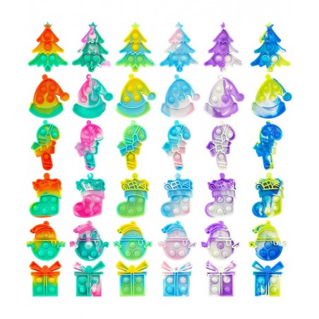 2022 New 36 PCS Christmas Tree Fidget Toy Mini Push Pop Bubble Fidget Christmas Child Party Gift Birthday Party Gift $44.41 F...