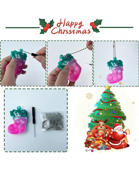 2022 New 36 PCS Christmas Tree Fidget Toy Mini Push Pop Bubble Fidget Christmas Child Party Gift Birthday Party Gift $44.41 F...