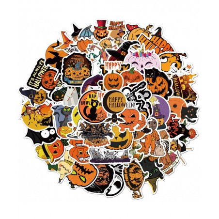 50 Pcs Halloween Stickers Waterproof Vinyl Stickers for Water Bottle Laptop Bike Luggage Skateboard Funny Party Pumpkin Stick...
