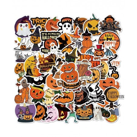 50 Pcs Halloween Stickers Waterproof Vinyl Stickers for Water Bottle Laptop Bike Luggage Skateboard Funny Party Pumpkin Stick...