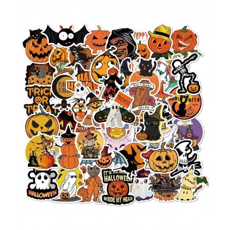 50 Pcs Halloween Stickers Waterproof Vinyl Stickers for Water Bottle Laptop Bike Luggage Skateboard Funny Party Pumpkin Stick...