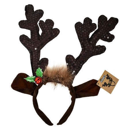 Christmas Reindeer Antlers Hat - Festive Reindeer Headbands made of Sequin Fabric- 13.5” x 10.5” Reindeer Antler Headbands Gr...