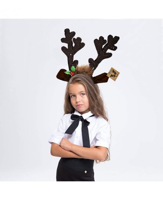 Christmas Reindeer Antlers Hat - Festive Reindeer Headbands made of Sequin Fabric- 13.5” x 10.5” Reindeer Antler Headbands Gr...