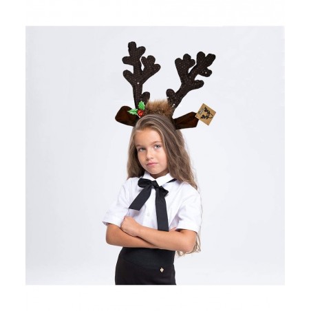 Christmas Reindeer Antlers Hat - Festive Reindeer Headbands made of Sequin Fabric- 13.5” x 10.5” Reindeer Antler Headbands Gr...