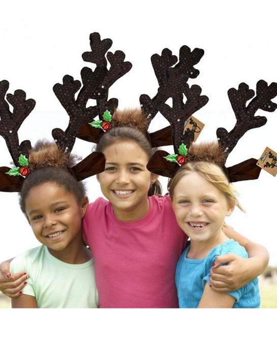 Christmas Reindeer Antlers Hat - Festive Reindeer Headbands made of Sequin Fabric- 13.5” x 10.5” Reindeer Antler Headbands Gr...