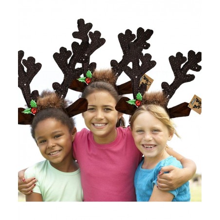 Christmas Reindeer Antlers Hat - Festive Reindeer Headbands made of Sequin Fabric- 13.5” x 10.5” Reindeer Antler Headbands Gr...