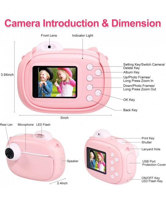 Instant Camera for Kids Camera for Girls 40MP Kids Digital Camera 2.4" Screen Toddler Camera Kids Selfie Video Camera Childre...