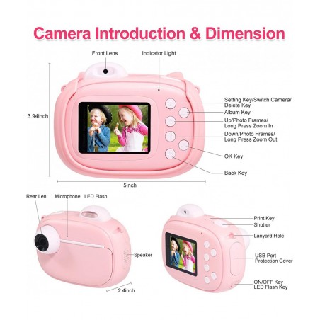 Instant Camera for Kids Camera for Girls 40MP Kids Digital Camera 2.4" Screen Toddler Camera Kids Selfie Video Camera Childre...