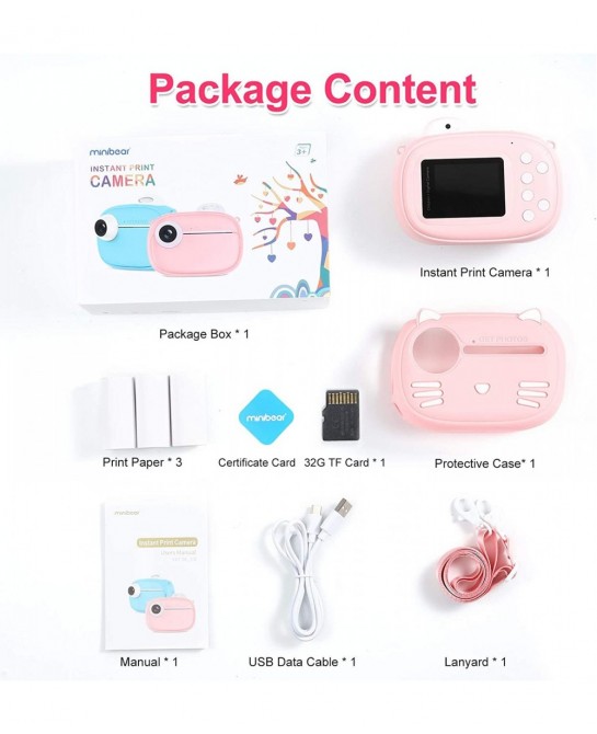 Instant Camera for Kids Camera for Girls 40MP Kids Digital Camera 2.4" Screen Toddler Camera Kids Selfie Video Camera Childre...
