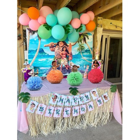 4 Party Decorations for Moana Centerpieces Theme Happy Birthday Table Decorations Pom Paper Flowers Favor $17.43 Kids' Party ...
