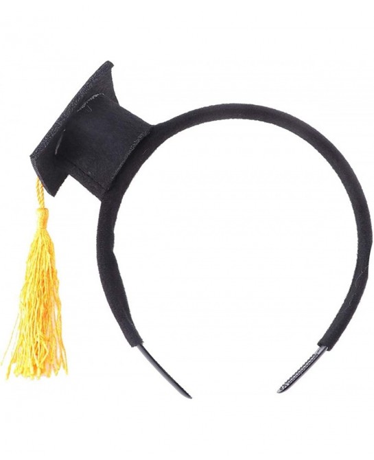 Mini Grad Cap Headbands Hair Band Funny Stereoscopic Headdress with Doctoral Hat Yellow Tassels for Graduation Birthday Party...