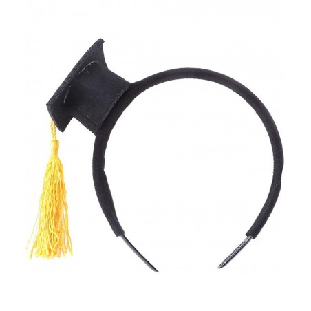 Mini Grad Cap Headbands Hair Band Funny Stereoscopic Headdress with Doctoral Hat Yellow Tassels for Graduation Birthday Party...