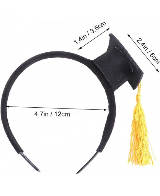 Mini Grad Cap Headbands Hair Band Funny Stereoscopic Headdress with Doctoral Hat Yellow Tassels for Graduation Birthday Party...
