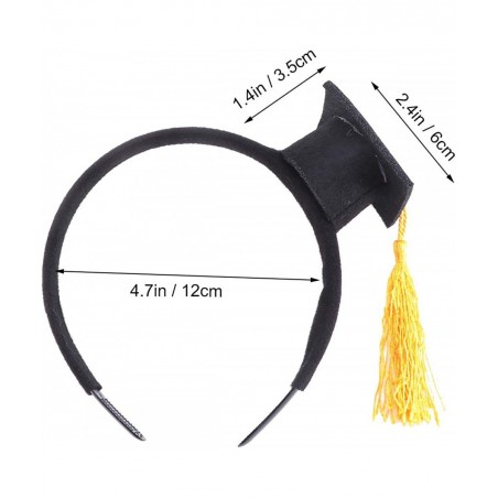 Mini Grad Cap Headbands Hair Band Funny Stereoscopic Headdress with Doctoral Hat Yellow Tassels for Graduation Birthday Party...