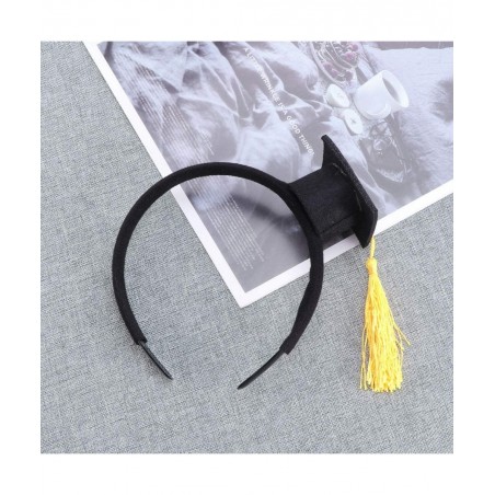 Mini Grad Cap Headbands Hair Band Funny Stereoscopic Headdress with Doctoral Hat Yellow Tassels for Graduation Birthday Party...