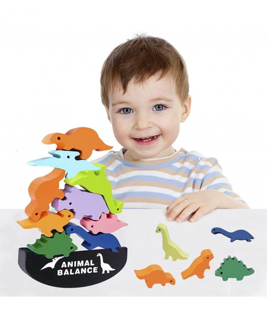 Dinosaur Toys for Kids 3-5 - Wooden Building Blocks Toys for Toddlers Stocking Stuffers Age 3-6 Year Old Girls Boy Montessori...