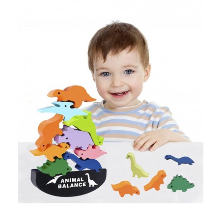 Dinosaur Toys for Kids 3-5 - Wooden Building Blocks Toys for Toddlers Stocking Stuffers Age 3-6 Year Old Girls Boy Montessori...