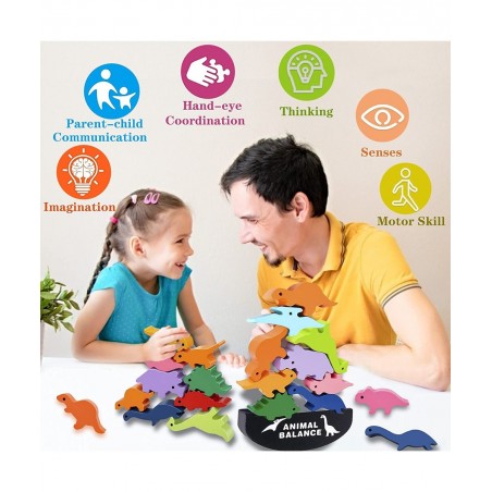 Dinosaur Toys for Kids 3-5 - Wooden Building Blocks Toys for Toddlers Stocking Stuffers Age 3-6 Year Old Girls Boy Montessori...