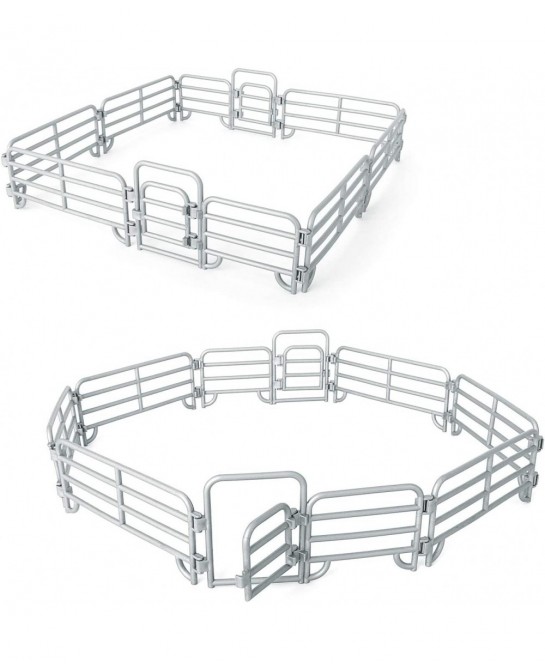 16 Pcs Horse Fence Toys Panel Accessories Playset Farm Figures Barn Animal Figurines for Toddlers Kids Preschool Educational ...