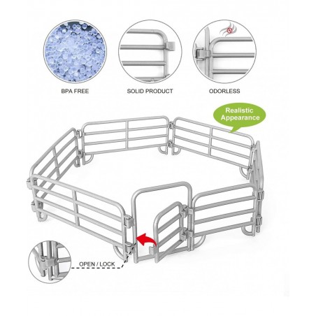 16 Pcs Horse Fence Toys Panel Accessories Playset Farm Figures Barn Animal Figurines for Toddlers Kids Preschool Educational ...