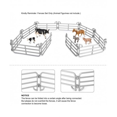 16 Pcs Horse Fence Toys Panel Accessories Playset Farm Figures Barn Animal Figurines for Toddlers Kids Preschool Educational ...