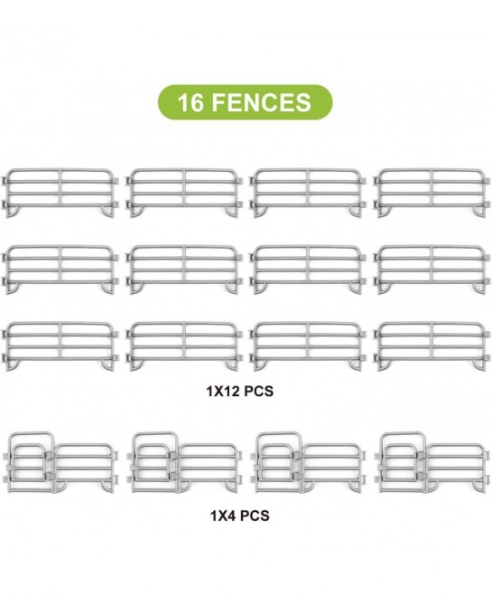 16 Pcs Horse Fence Toys Panel Accessories Playset Farm Figures Barn Animal Figurines for Toddlers Kids Preschool Educational ...