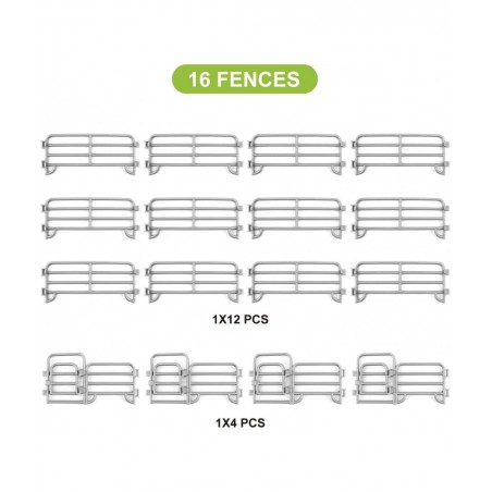 16 Pcs Horse Fence Toys Panel Accessories Playset Farm Figures Barn Animal Figurines for Toddlers Kids Preschool Educational ...
