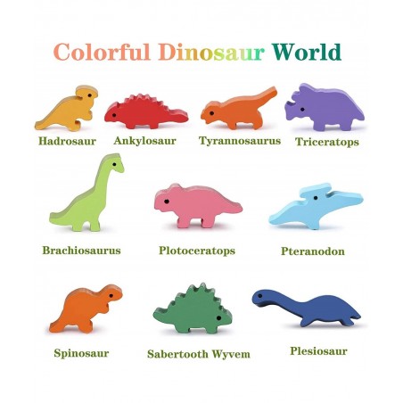 Dinosaur Toys for Kids 3-5 - Wooden Building Blocks Toys for Toddlers Stocking Stuffers Age 3-6 Year Old Girls Boy Montessori...