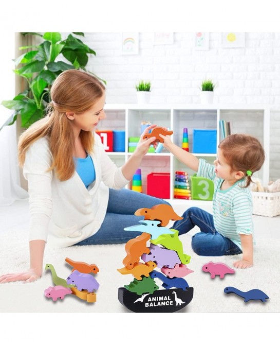 Dinosaur Toys for Kids 3-5 - Wooden Building Blocks Toys for Toddlers Stocking Stuffers Age 3-6 Year Old Girls Boy Montessori...
