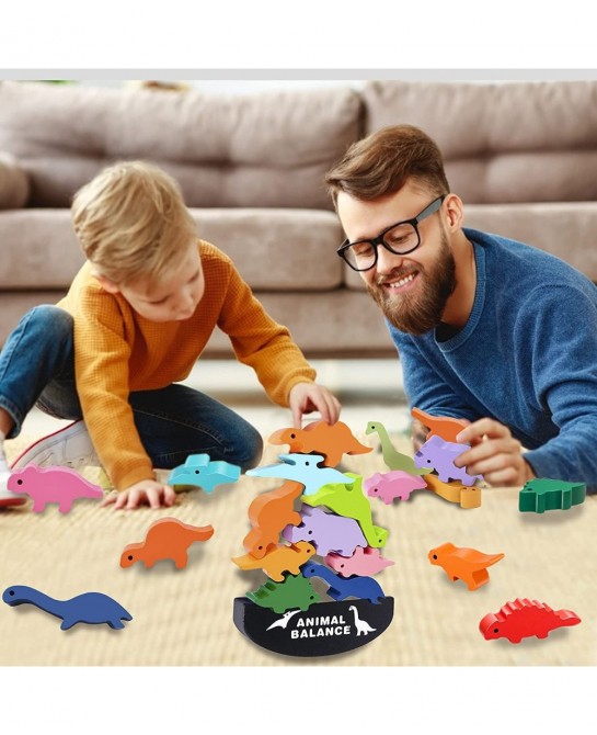 Dinosaur Toys for Kids 3-5 - Wooden Building Blocks Toys for Toddlers Stocking Stuffers Age 3-6 Year Old Girls Boy Montessori...