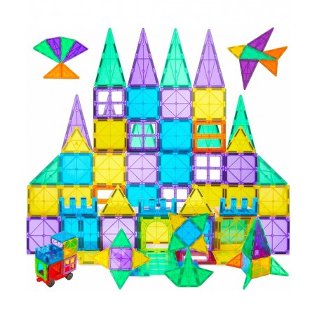 Magnetic Tiles 60PCS Magnetic Building Blocks for Kid 3D Magnet Building Tiles Clear Magnetic Blocks Construction Playboards ...