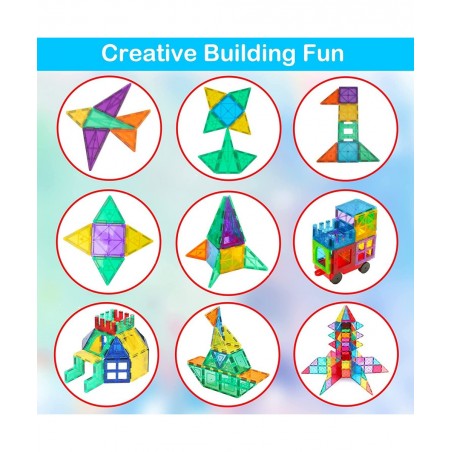 Magnetic Tiles 60PCS Magnetic Building Blocks for Kid 3D Magnet Building Tiles Clear Magnetic Blocks Construction Playboards ...