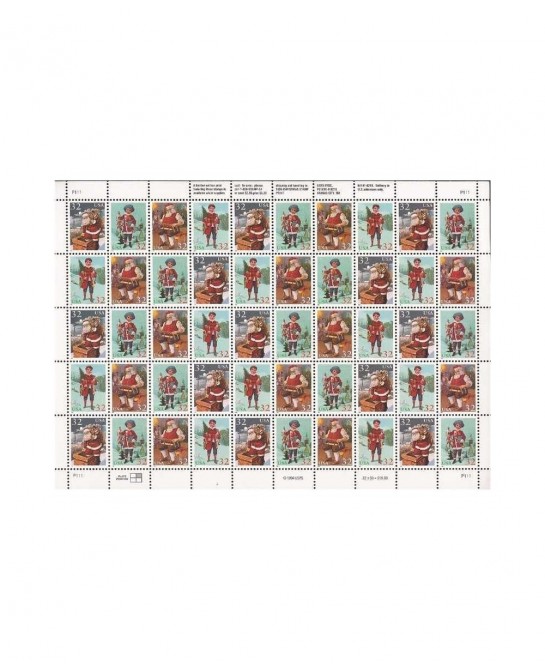 1995 Christmas Issue Sheet of Fifty 32 Cent Stamps Scott 3004-07 $59.75 Collectible Postage Stamps
