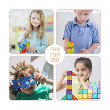 Magnetic Tiles 60PCS Magnetic Building Blocks for Kid 3D Magnet Building Tiles Clear Magnetic Blocks Construction Playboards ...