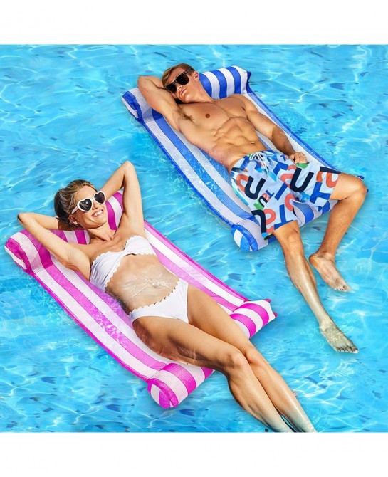 Inflatable Pool Floats 2 Pack Multi-Purpose Swimming Pool Hammock (Saddle Lounge Chair Hammock Drifter) Pool Toys Accessories...