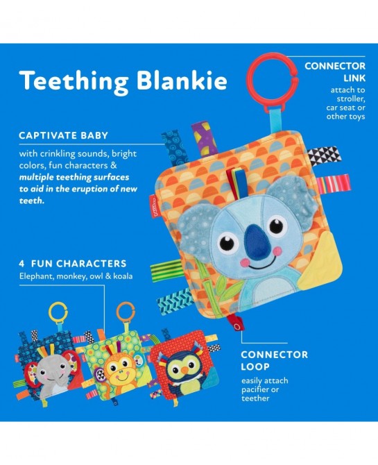 Teething Blankie Characters Vary - Owl Koala Monkey Elephant $16.89 Baby Teether Toys