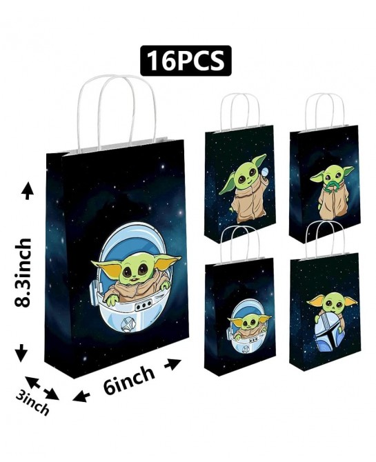 GOPARTY 16 Pcs Gift Bags for Yoda Goodie Bags Cute Alien Goodies Bags Mandalorian Theme Birthday Party Decoration Baby Shower...