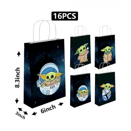 GOPARTY 16 Pcs Gift Bags for Yoda Goodie Bags Cute Alien Goodies Bags Mandalorian Theme Birthday Party Decoration Baby Shower...