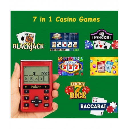 Handheld Poker Game for Adults 7 in 1 Casino Game (Red Plastic) $35.21 Kids' Handheld Games