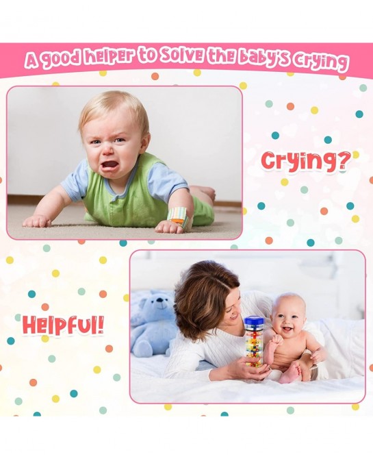 3 Pieces Rainmaker Rain Stick for Baby Shaker Sensory Auditory Musical Instrument Rattle Tube Plastic Toy for Boys and Girls ...