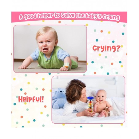 3 Pieces Rainmaker Rain Stick for Baby Shaker Sensory Auditory Musical Instrument Rattle Tube Plastic Toy for Boys and Girls ...