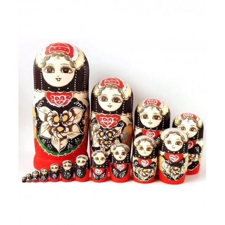 matryoshka Russian Nesting Dolls Bigger 15 Pieces Matryoshka Wood Stacking Nested Set Russian Nesting Dolls Matryoshka Wood S...