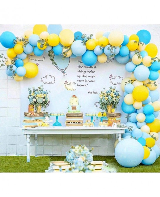 Pooh Bear Balloons Garland Arch Kit Blue Yellow Balloons Bouquet Kit SpongeBob Theme Baby Shower Balloons Backdrop Background...