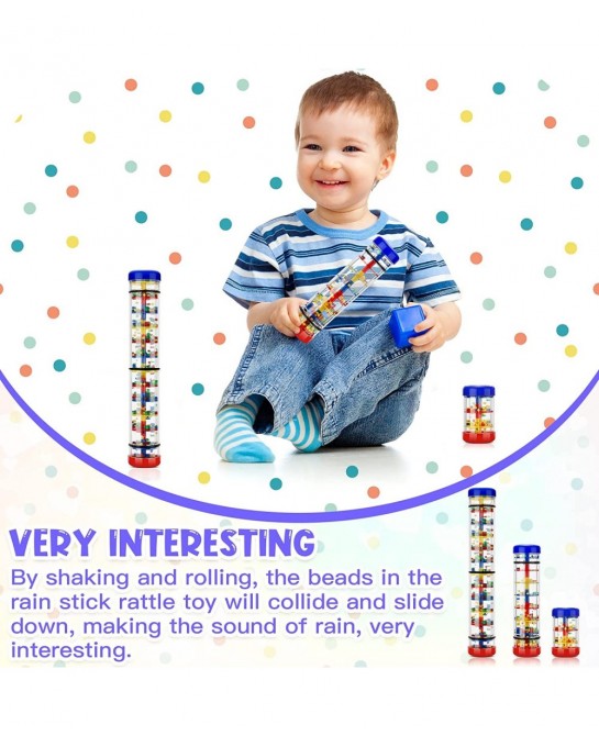 3 Pieces Rainmaker Rain Stick for Baby Shaker Sensory Auditory Musical Instrument Rattle Tube Plastic Toy for Boys and Girls ...