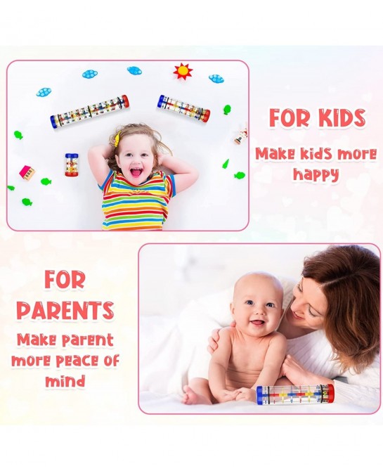 3 Pieces Rainmaker Rain Stick for Baby Shaker Sensory Auditory Musical Instrument Rattle Tube Plastic Toy for Boys and Girls ...