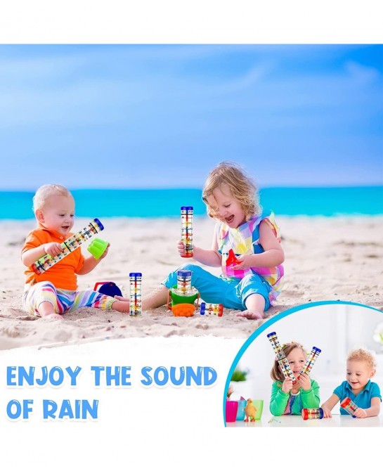 3 Pieces Rainmaker Rain Stick for Baby Shaker Sensory Auditory Musical Instrument Rattle Tube Plastic Toy for Boys and Girls ...