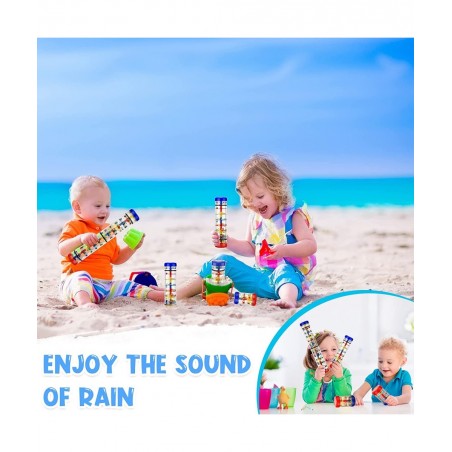 3 Pieces Rainmaker Rain Stick for Baby Shaker Sensory Auditory Musical Instrument Rattle Tube Plastic Toy for Boys and Girls ...