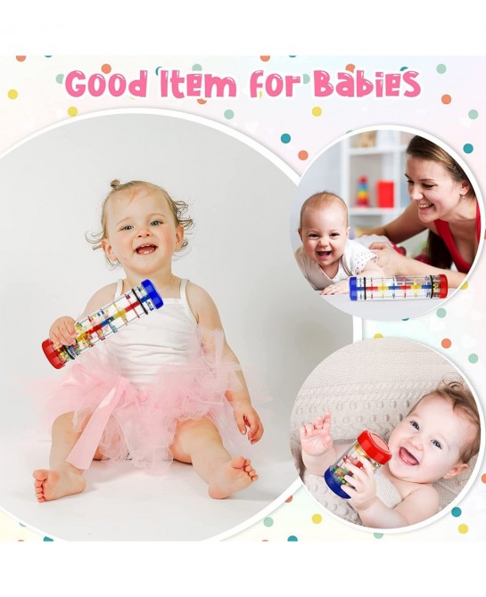 3 Pieces Rainmaker Rain Stick for Baby Shaker Sensory Auditory Musical Instrument Rattle Tube Plastic Toy for Boys and Girls ...