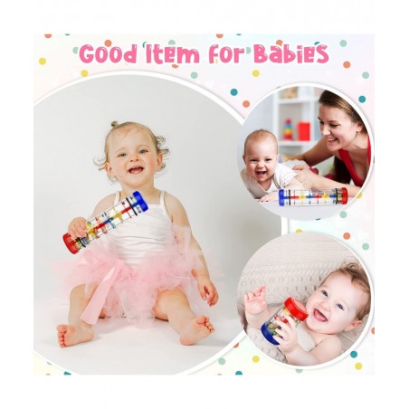 3 Pieces Rainmaker Rain Stick for Baby Shaker Sensory Auditory Musical Instrument Rattle Tube Plastic Toy for Boys and Girls ...