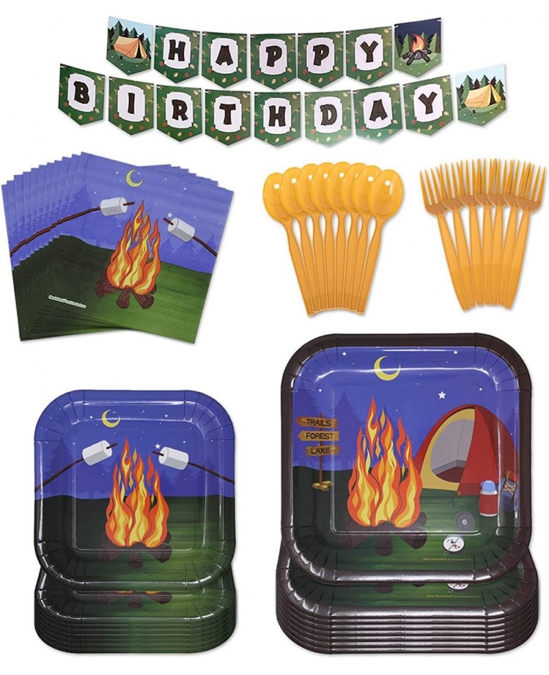 Camping Party Supplies Packs (101 Pieces for 16 Guests) - Camping Birthday Party Supplies Camping Plates and Napkins Smores P...